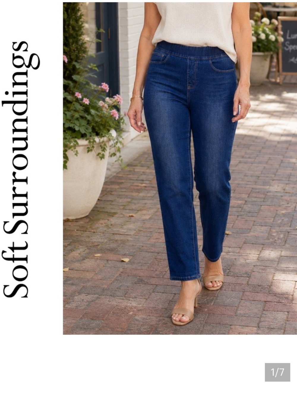 Soft Surroundings Women's Dark Blue Straight-Leg Jeans Petite Medium
